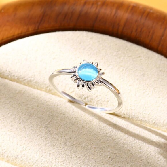 💫 Frhdjs Vintage Sterling Women Silver Adjustable 18K Plated Sun Set Punk Ring - Picture 7 of 9